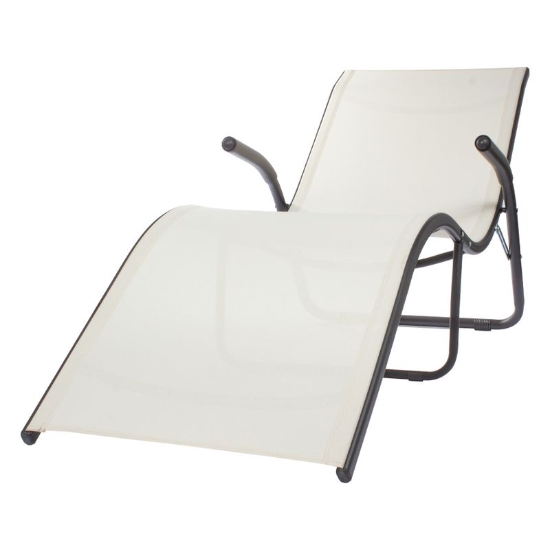 CITYSHOP - Reposera Wave Beige Aluminio Negro y Textilene  Liviana y Resistente para Exterior e Interior