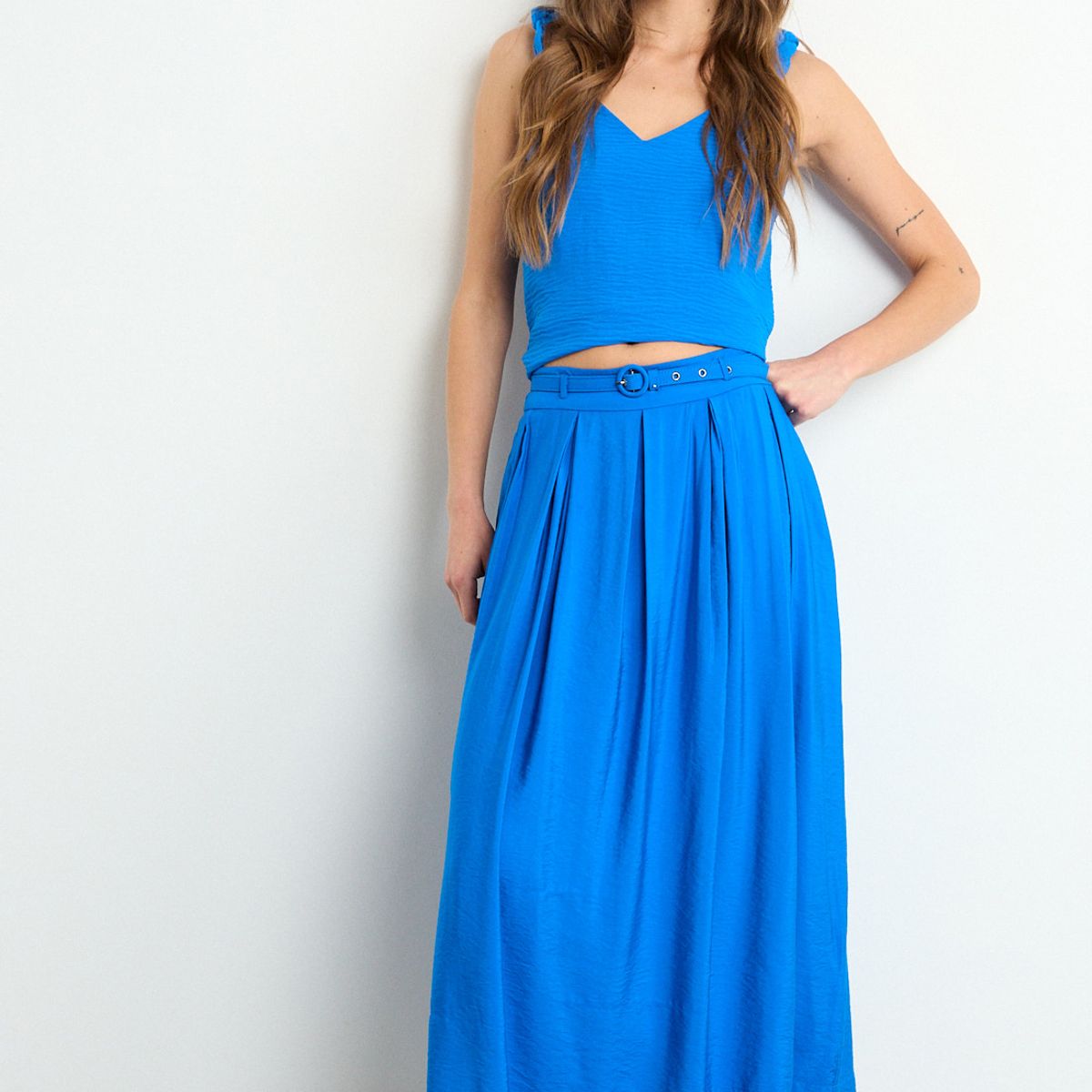 IO - Falda Lisa Larga Mujer Azul Io