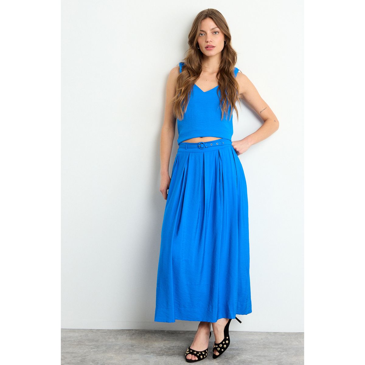 IO - Falda Lisa Larga Mujer Azul Io