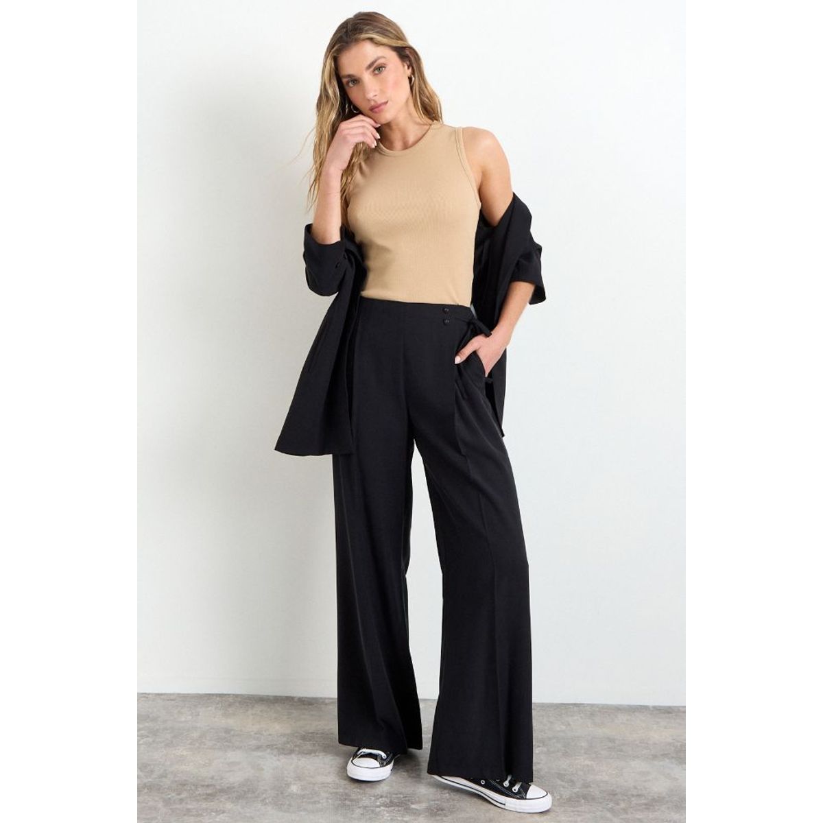 IO - Pantalon Liso Mujer Negro Io