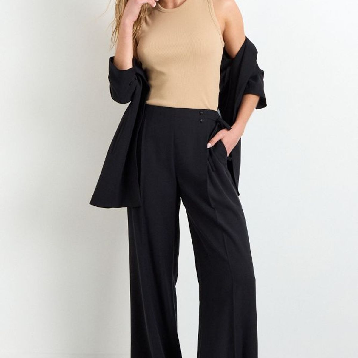 IO - Pantalon Liso Mujer Negro Io