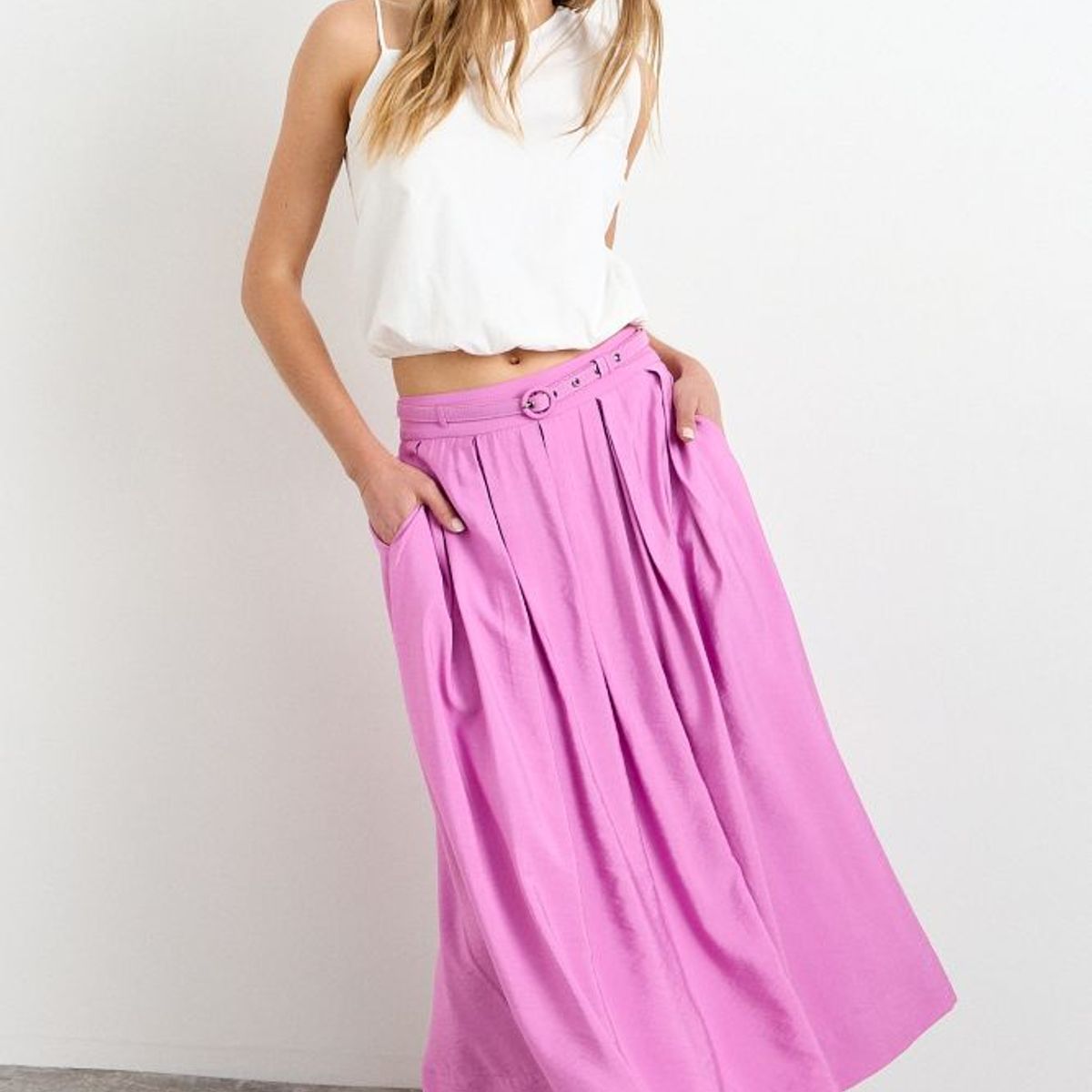 IO - Falda Lisa Larga Mujer Morado Io