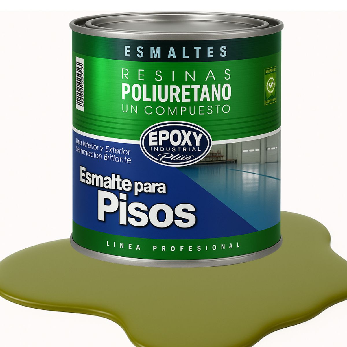 EPOXY - PINTURA ALTO TRAFICO PU 1K - ESMALTE CANCHAS - 1L VERDE OLIVA SUAVE