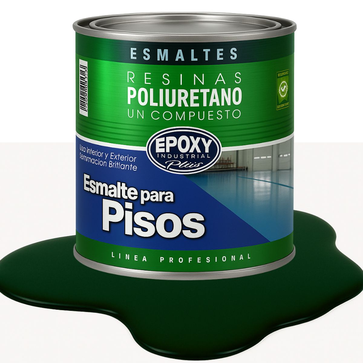 EPOXY - PINTURA ALTO TRAFICO PU 1K - ESMALTE CANCHAS - 1L VERDE OSCURO