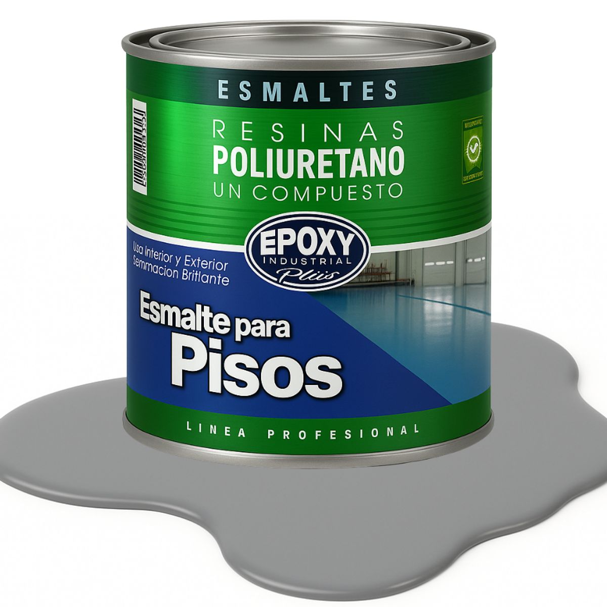 EPOXY - PINTURA ALTO TRAFICO PU 1K - ESMALTE CANCHAS - 1L GRIS MEDIO