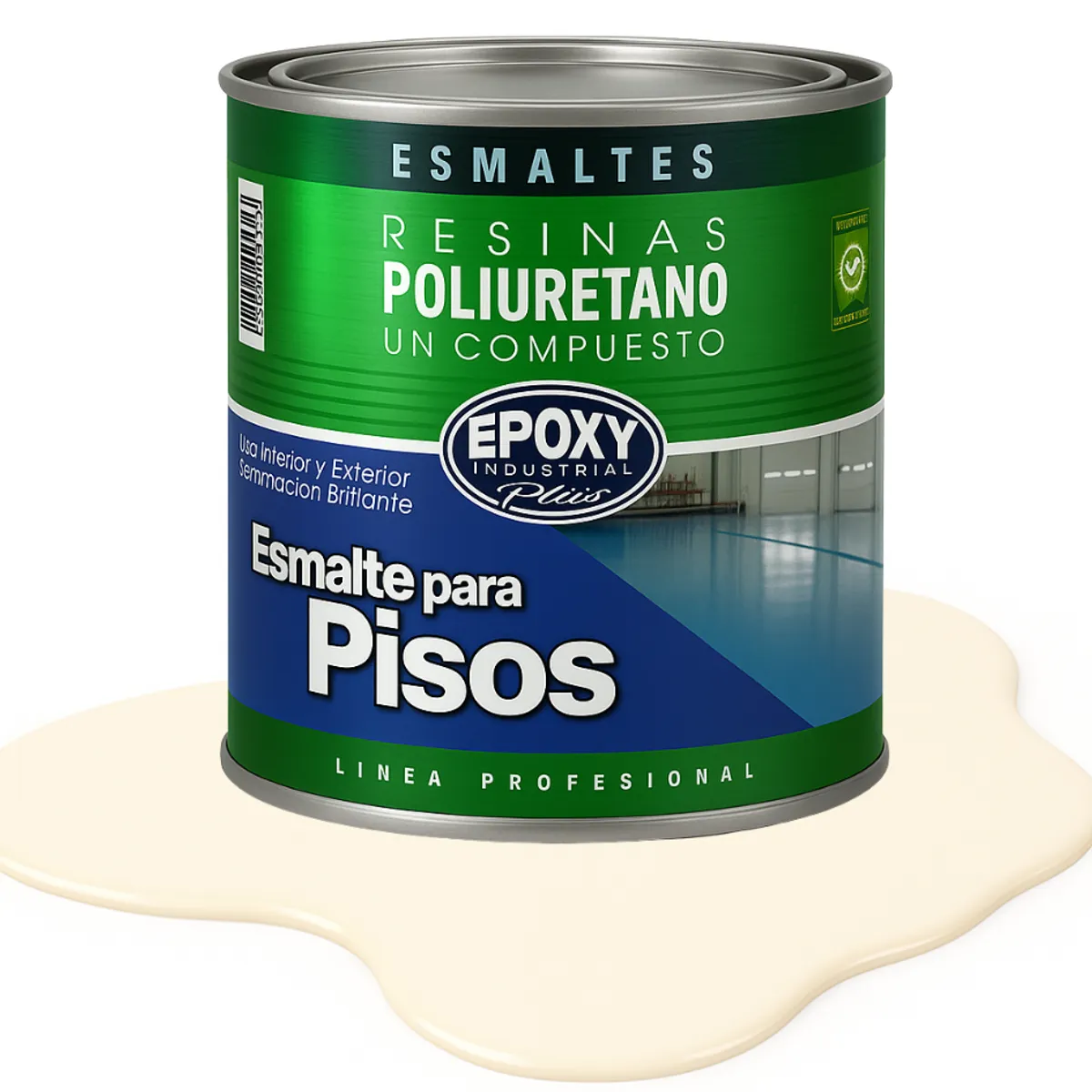 EPOXY - PINTURA ALTO TRAFICO PU 1K - ESMALTE CANCHAS - 1L CREMA SUAVE