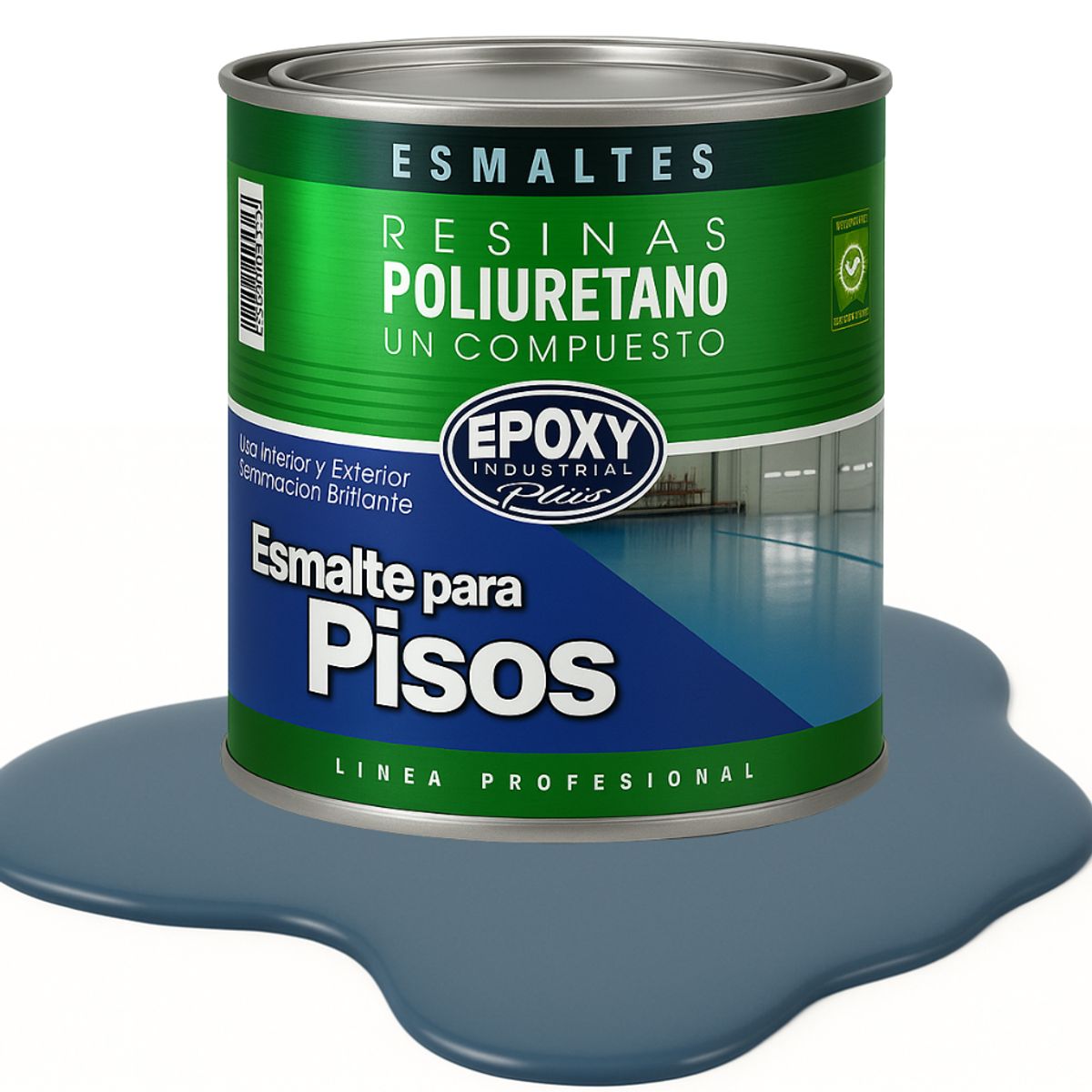 EPOXY - PINTURA ALTO TRAFICO PU 1K - ESMALTE CANCHAS - 1L AZUL GRISÁCEO