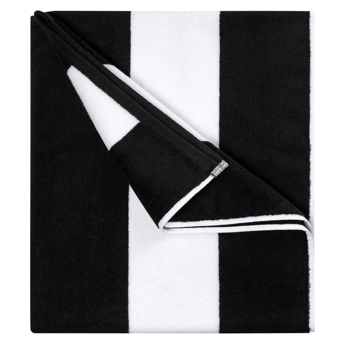 AZ AURAZEUS - Toalla De Playa Algodon 150x75 Cm Xl Viaje Grande Rayada Az Negro