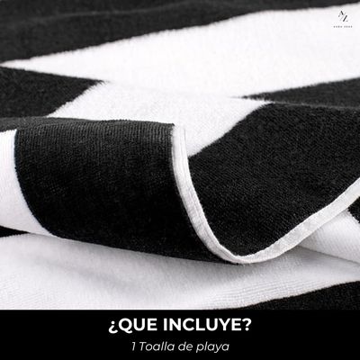 Imagen 2 del producto Toalla De Playa Algodon 150x75 Cm Xl Viaje Grande Rayada Az Negro