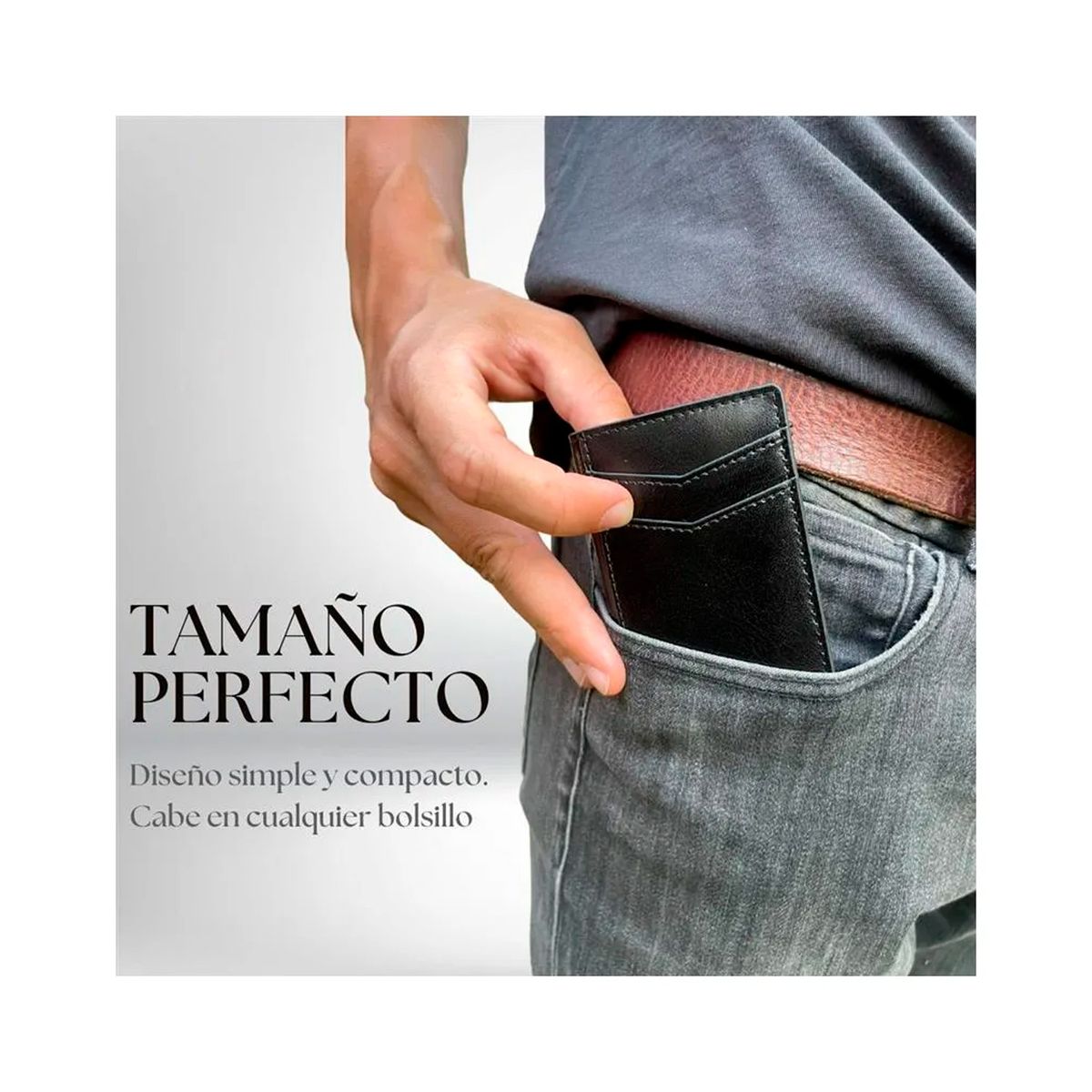 GENERICO - Billetera Tarjetero de Cuero PU Negro Antirobo Rfid