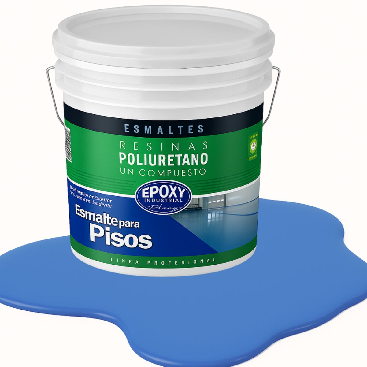 EPOXY - PINTURA ALTO TRAFICO PU 1K - ESMALTE CANCHAS - TINETA 10L  AZUL DEPORTIVO