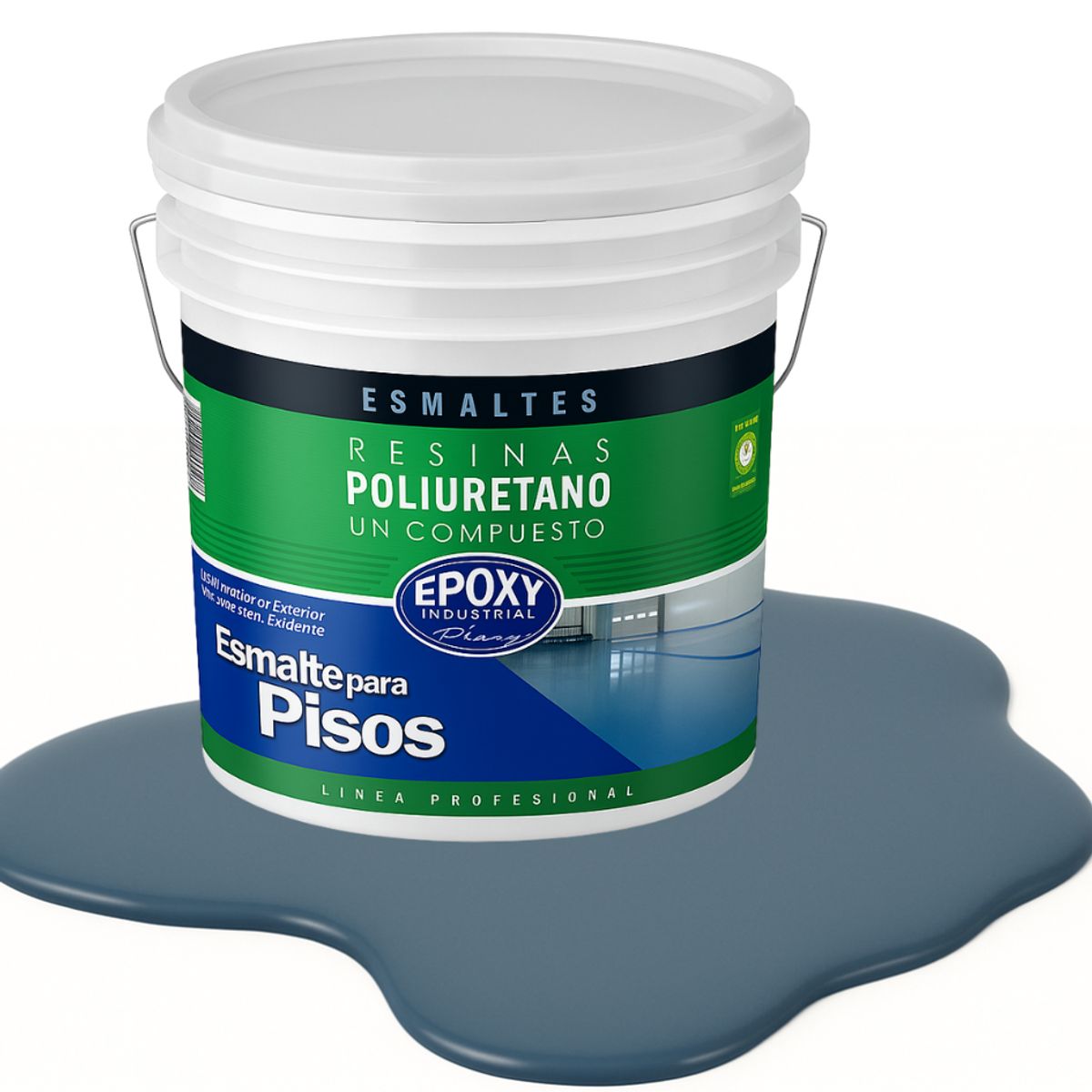 EPOXY - PINTURA ALTO TRAFICO PU 1K - ESMALTE CANCHAS - TINETA 10L  AZUL GRISÁCEO