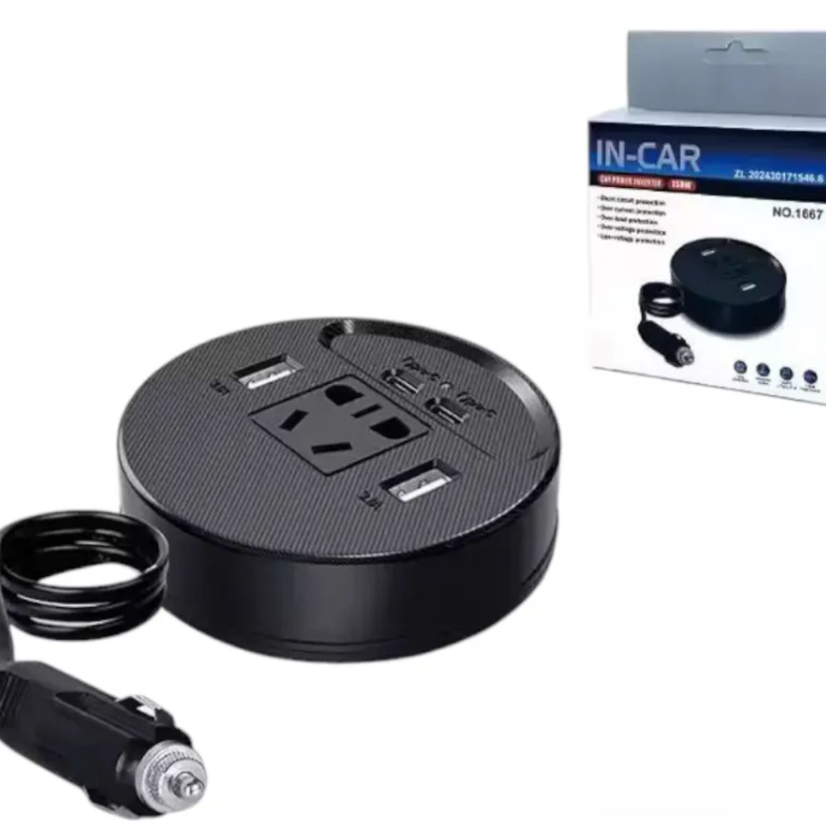 GENERICO - Inversor De Voltaje Automóvil 12 Volt 2 Usb 2 Tipo-c 150w