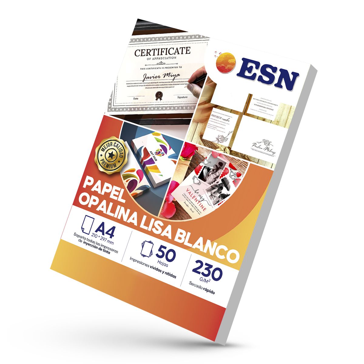 GENERICO - PAPEL OPALINA LISA BLANCO 230 GR A4 50 HOJAS ESN - Blanco - A4