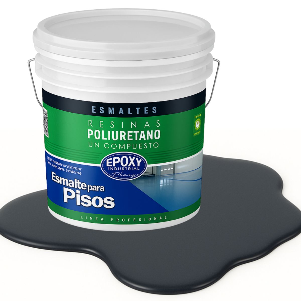 EPOXY - PINTURA ALTO TRAFICO PU 1K - ESMALTE CANCHAS - TINETA 10L  GRIS GRAFITO