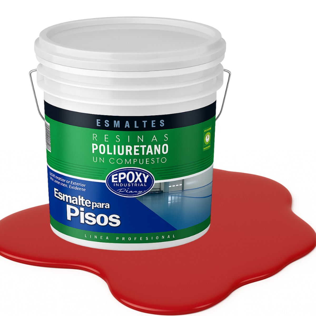 EPOXY - PINTURA ALTO TRAFICO PU 1K - ESMALTE CANCHAS - TINETA 10L  ROJO CEREZA