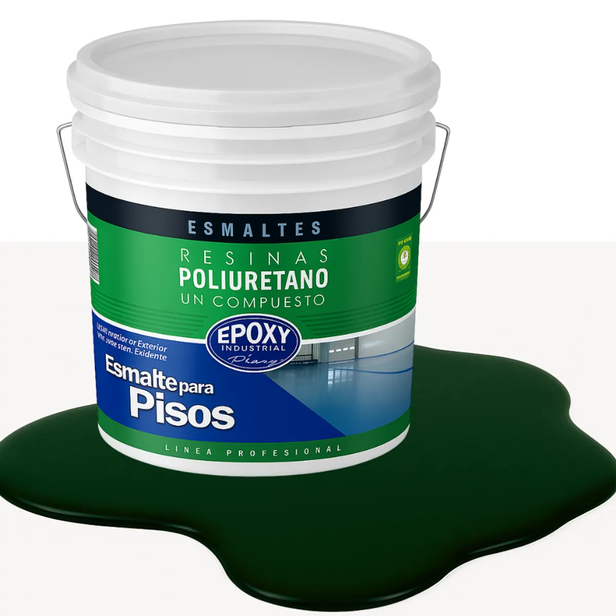 EPOXY - PINTURA ALTO TRAFICO PU 1K - ESMALTE CANCHAS - TINETA 10L  VERDE OSCURO