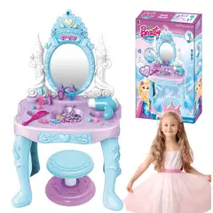 GENERICO - Tocador Infantil Para Niñas Musical Accesorios Y Maquillaje Celeste