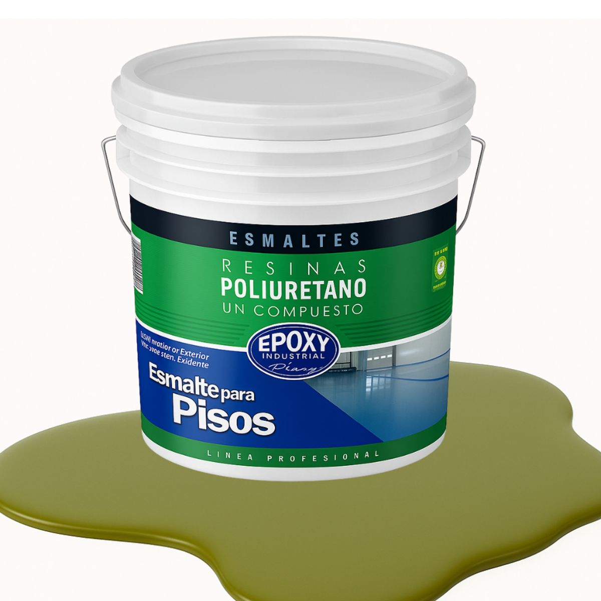EPOXY - PINTURA ALTO TRAFICO PU 1K - ESMALTE CANCHAS - TINETA 4G  VERDE OLIVA