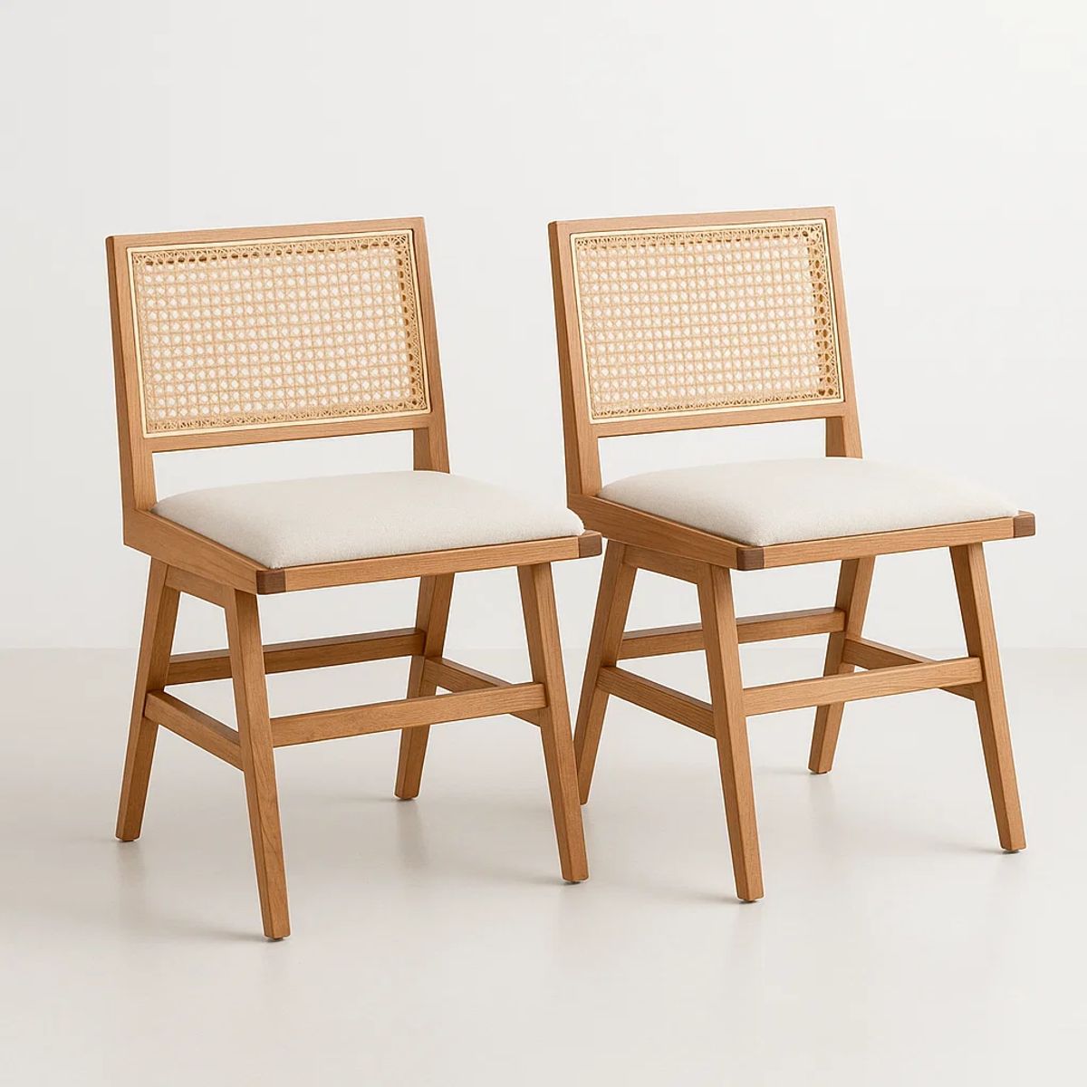 KLIK - Pack de 2 Sillas Aura de Rattan con Asiento de Tela - Natural Beige
