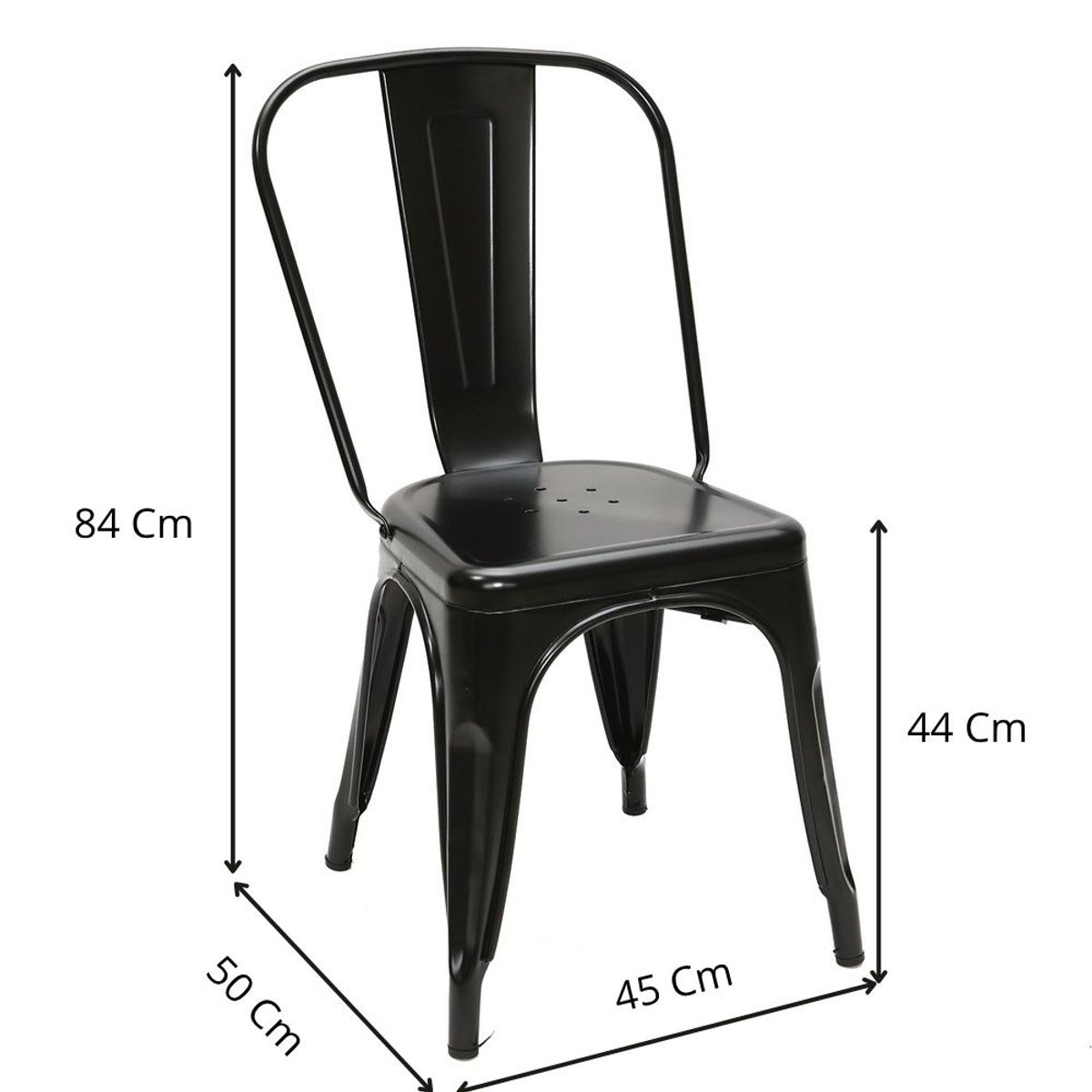 GENERICO - Silla Tolix Negra Mate para Terraza