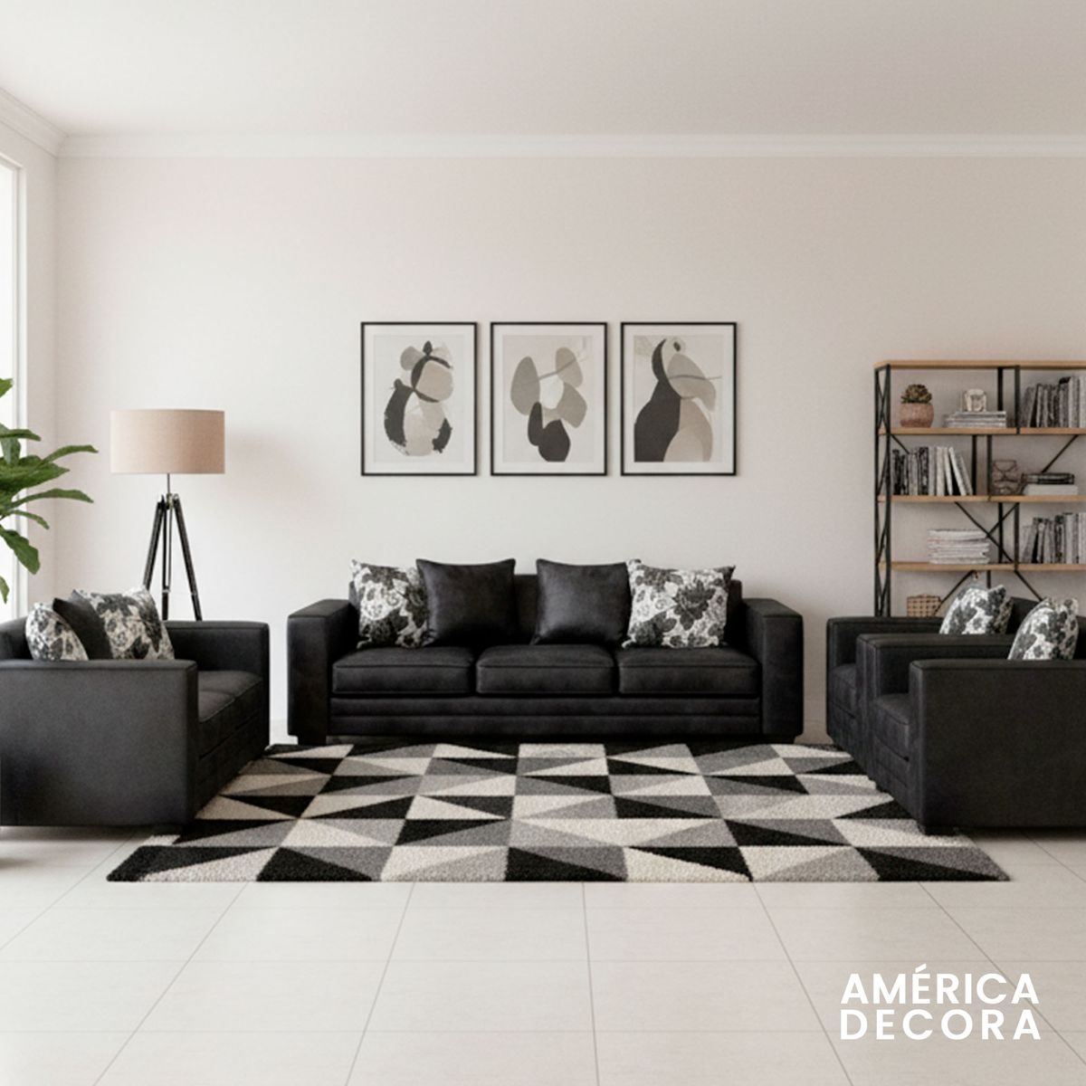 AMERICA DECORA - Living 9 Cuerpos 4+3+1+1 XL Con Resorte Estructural Palazzo Envejecido