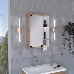 TUHOME - Botiquin Para Baño Martinica 522x472x146 Cm Miel Y Blanco Con Espejo