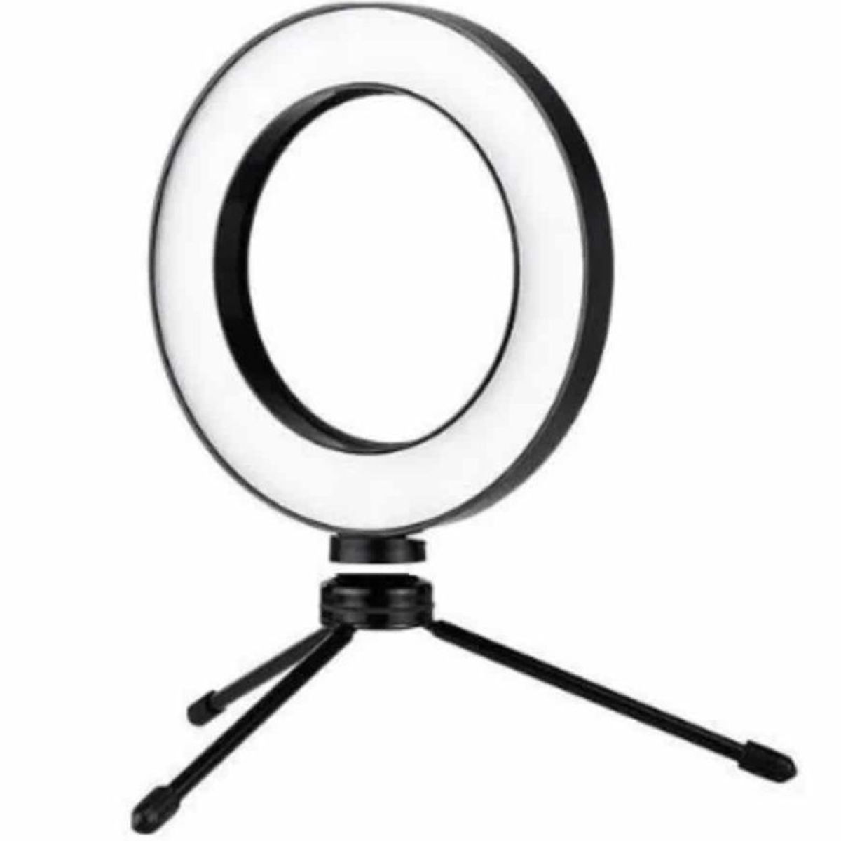 GENERICO - Aro de luz 16cm, 3 tonos regulable, incluye trípode de mesa