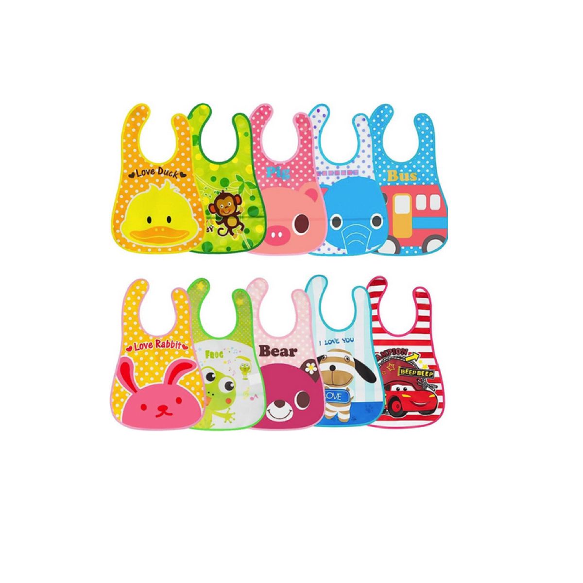 GENERICO - Pack 2 Baberos bebe silicona  sin manga Diseño niña