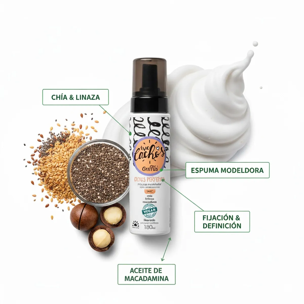 GRIFFUS - MOUSSE MODELADOR DE RIZOS PERFECTOS 180ML GRIFFUS