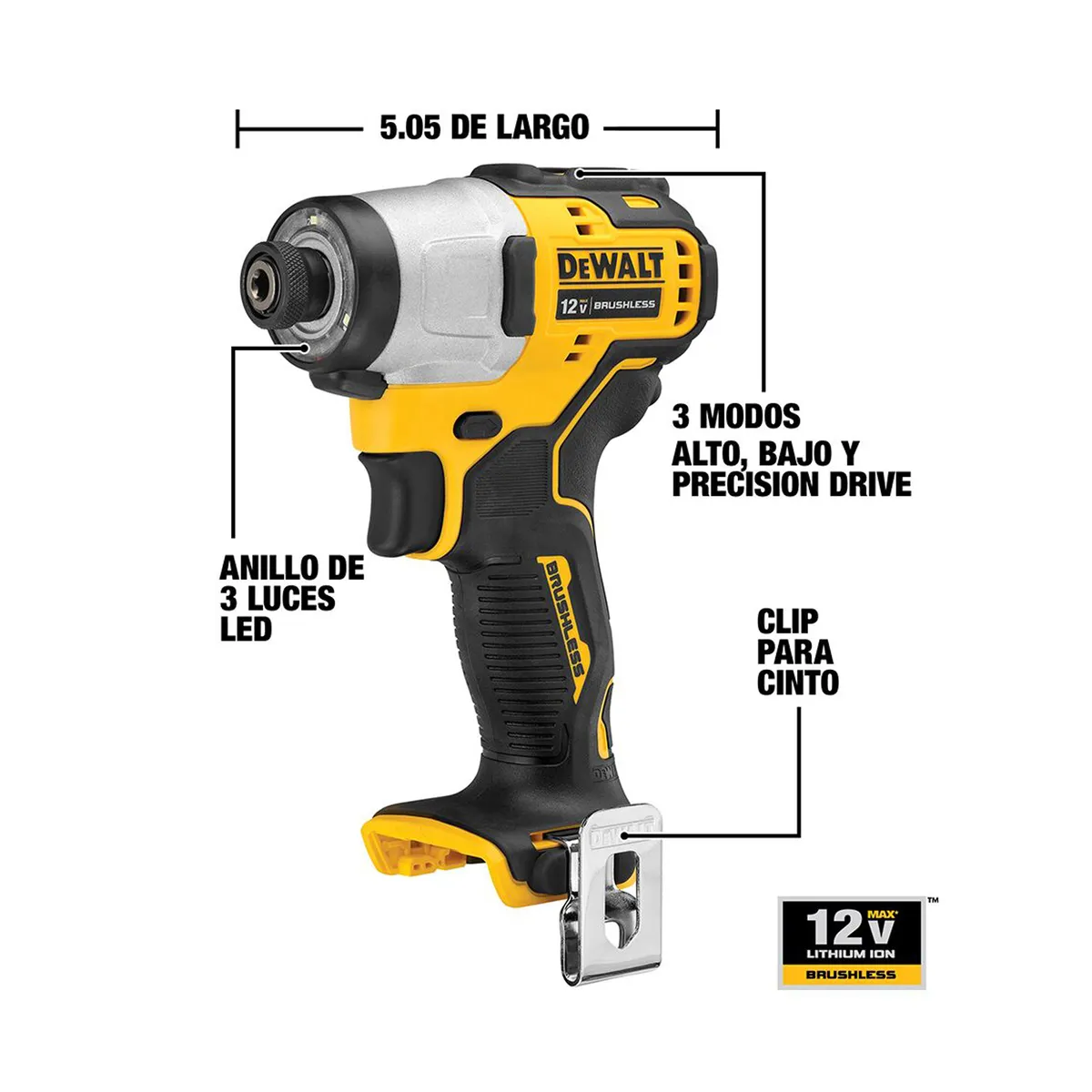 DEWALT - Atornillador de Impacto 1/4" 12V XTREME DEWALT