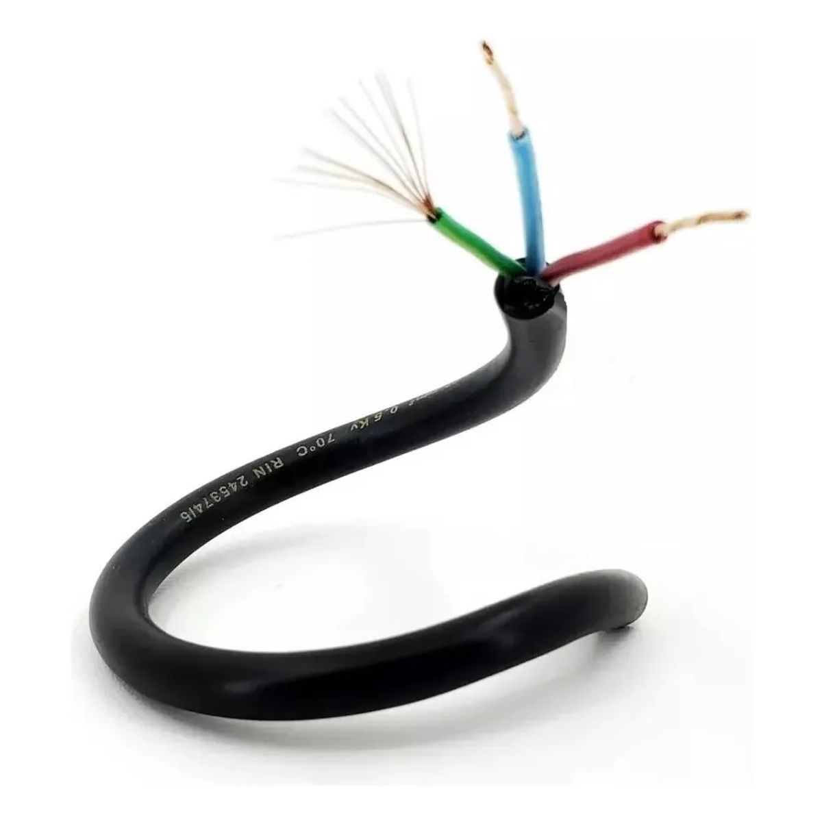 GENERICO - Córdon negro 3 x 2,5mm Rollo continuo de 50 mts