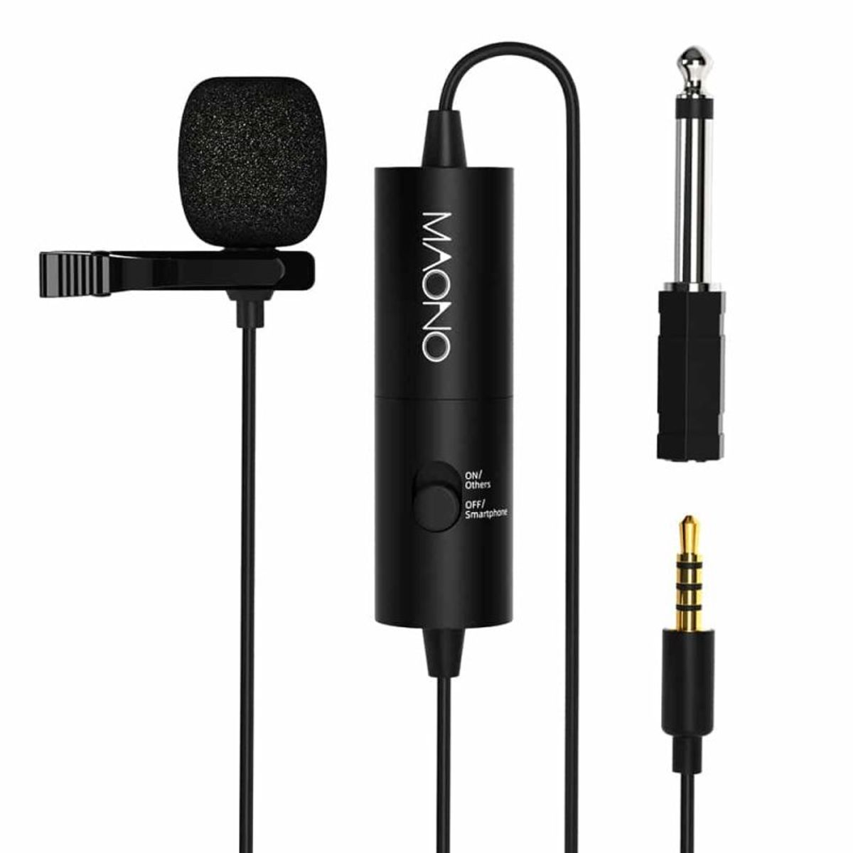 MAONO - Micrófono Lavalier MAONO AU-100 – 3,5 mm, con Jack 6.35 macho