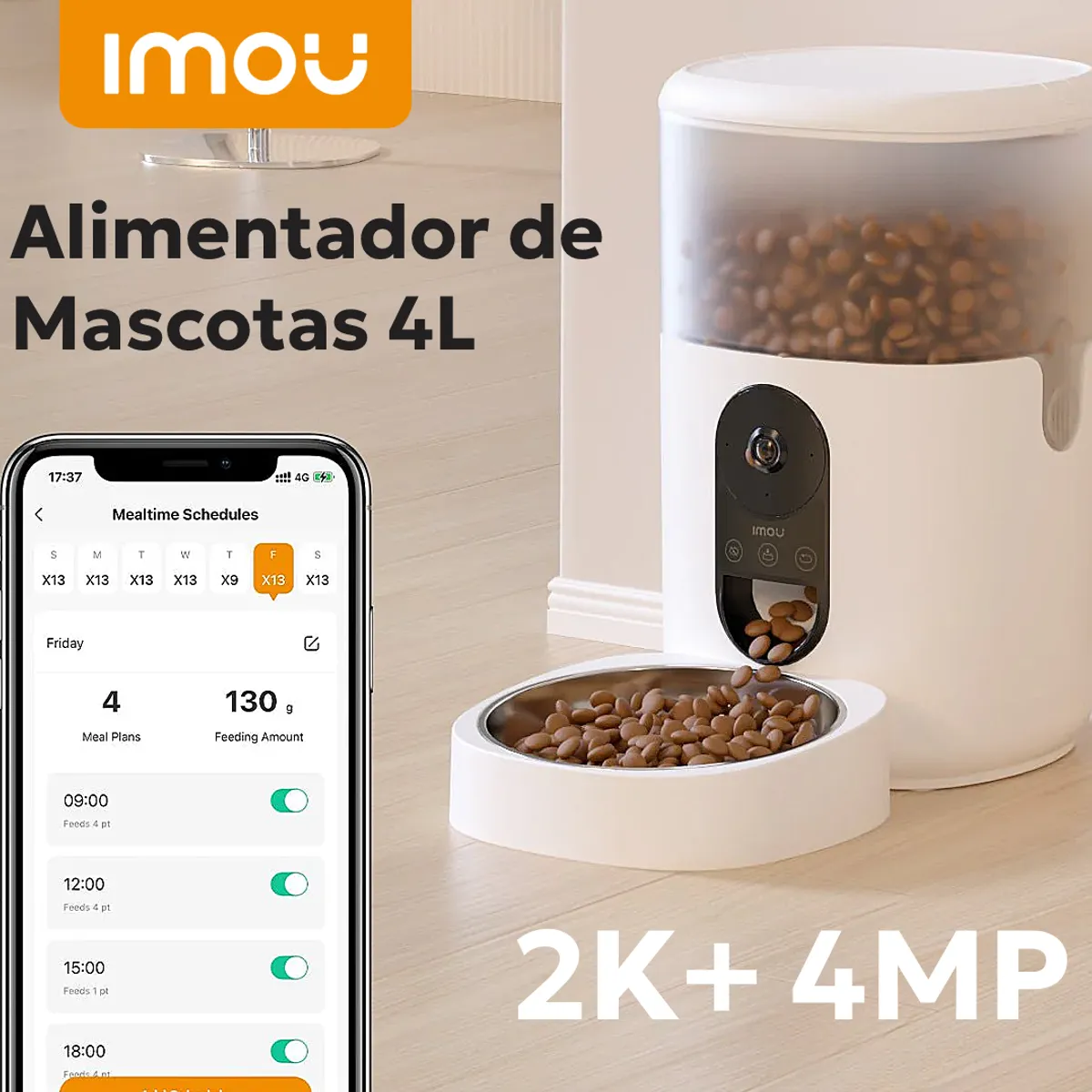 IMOU - Alimentador Inteligente Imou Camara Angular 360° 4L Audio Blanco
