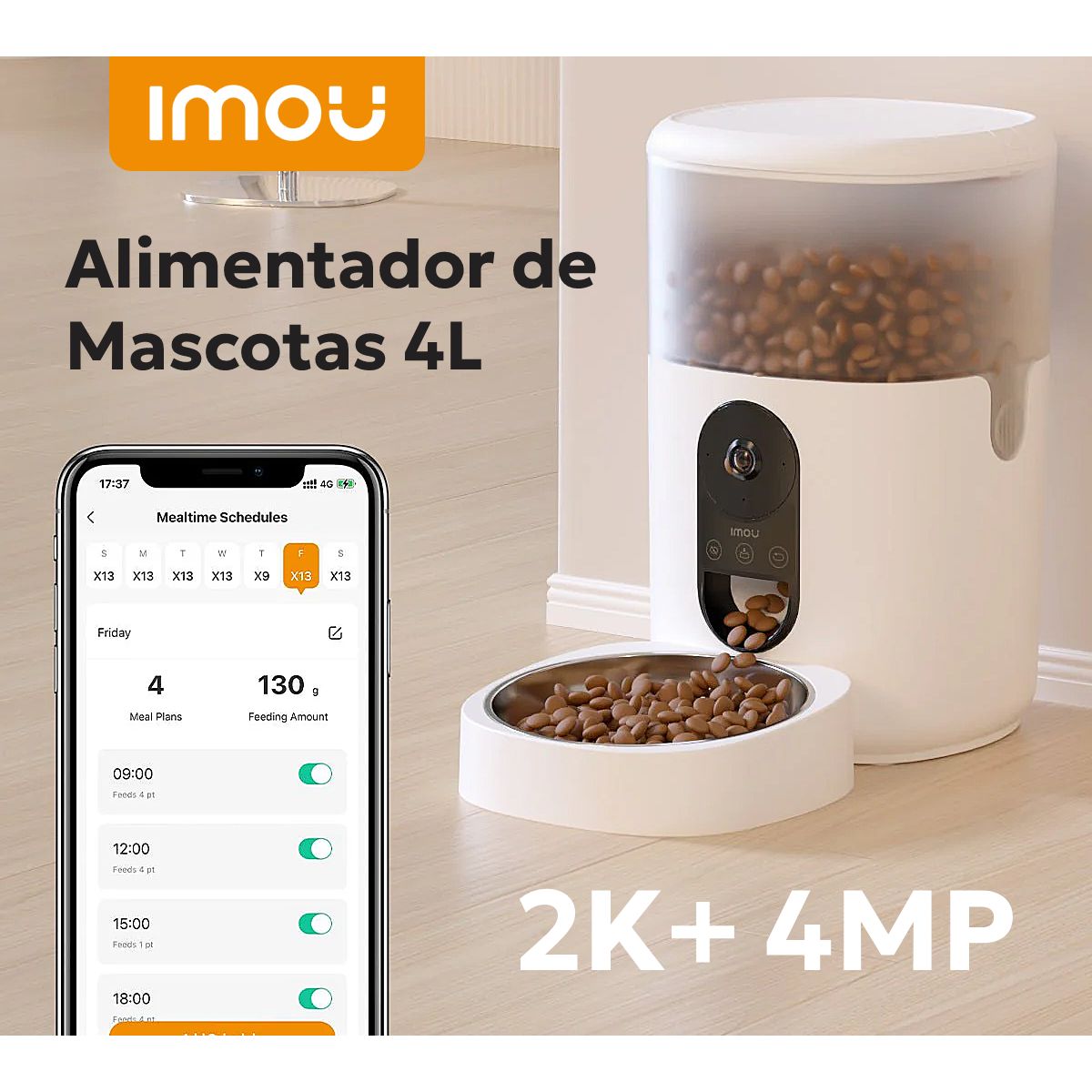 IMOU - Alimentador Inteligente Imou Camara Angular 360° 4L Audio Blanco