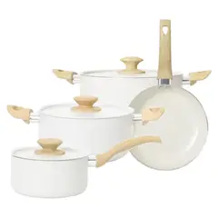 ILKO - Batería De Cocina 7 Piezas Cerámica White Ceramic