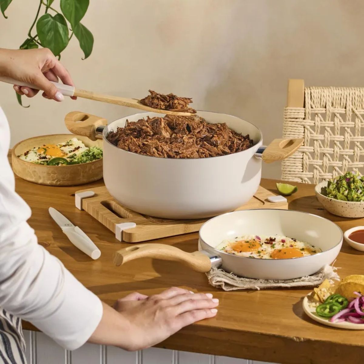 ILKO - Batería De Cocina 7 Piezas Cerámica White Ceramic Ilko