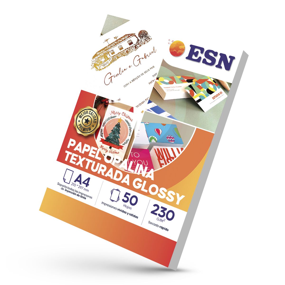 PAPEL OPALINA TEXTURADA GLOSSY 230GR A4 50 HOJAS ESN - Blanco - A4, marca GENERICO - Foto Principal