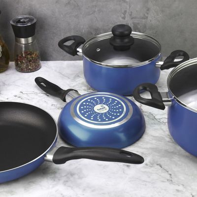 Imagen 2 del producto Batería de cocina de aluminio 6 Piezas Azul Gourmet