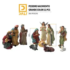 GENERICO - Pesebre de Navidad Grande 11 Piezas a Color – Nacimiento Decorativo Tradicional