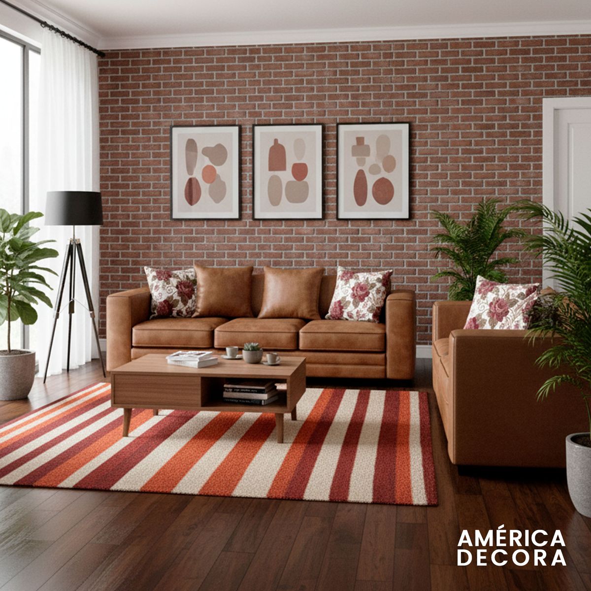 AMERICA DECORA - Living 7 Cuerpos 4+3 XL Con Resorte Estructural Palazzo Envejecido