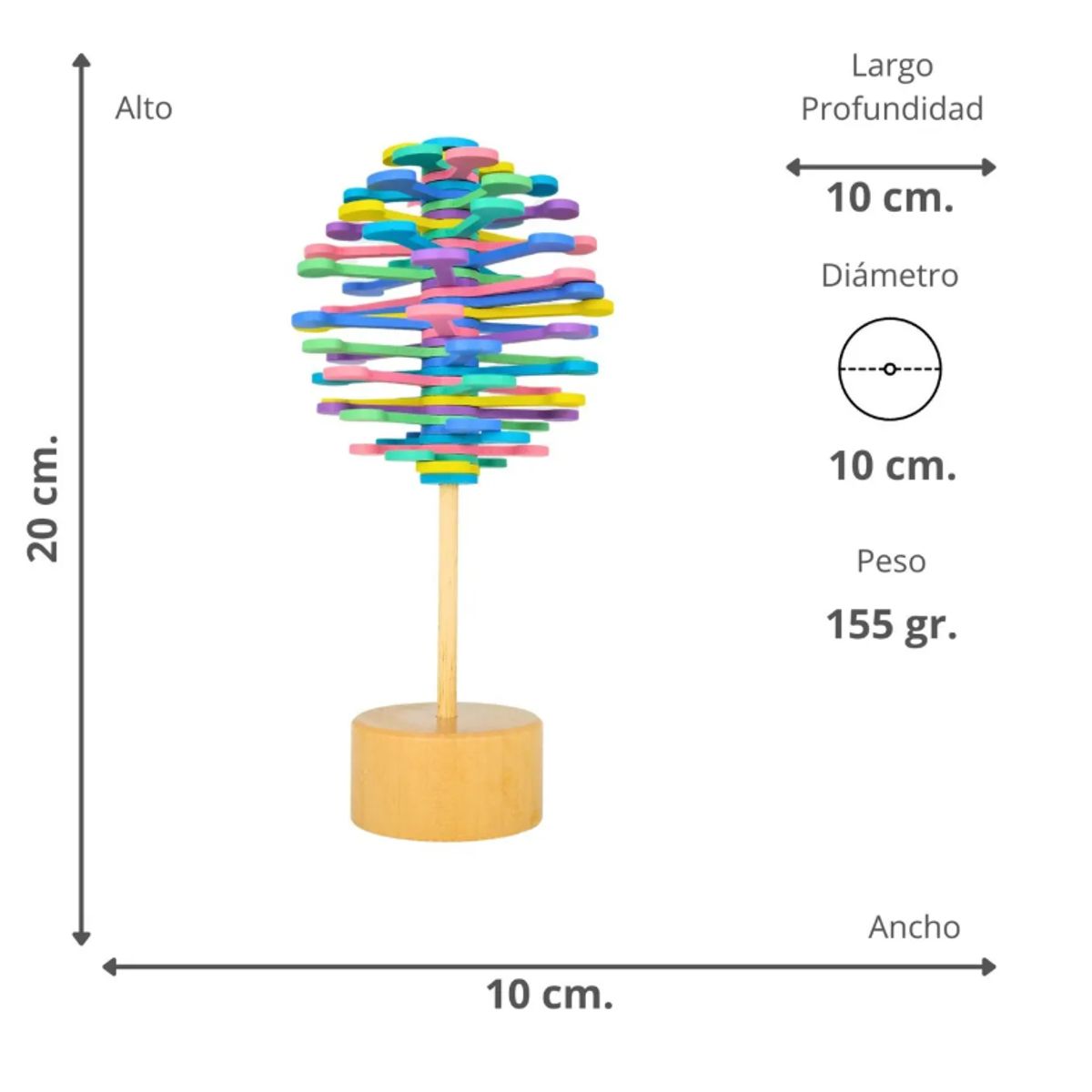 GENERICO - Juguete Piruleta Giratoria De Madera Multicolor Anti Estrés