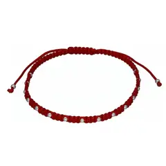 GENERICO - Pulsera Hilo Rojo Hombre Esferas De Plata 925 Macrame