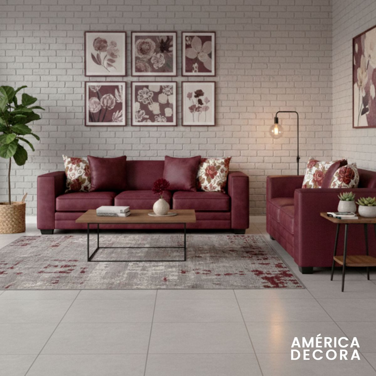 AMERICA DECORA - Living 7 Cuerpos 4+3 XL Con Resorte Estructural Palazzo Envejecido