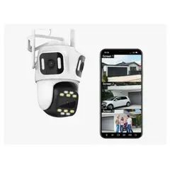 GENERICO - Cámaras De Seguridad Exterior Wifi 360° 3 Lentes 3 Pantalla