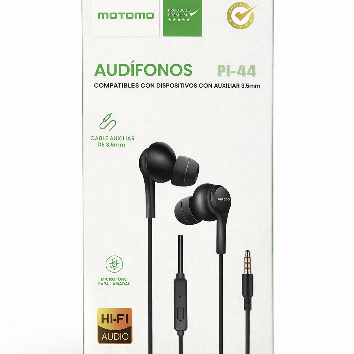 MOTOMO - AUDIFONOS ALAMBRICO IN-EAR MANOS LIBRES 3.5MM MOTOMO PH-44