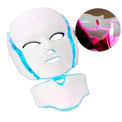 GENERICO - Máscara de Fototerapia Facial con Cuello LED 7 Colores. Rejuvenecedora, Antiarrugas y Antimanchas.