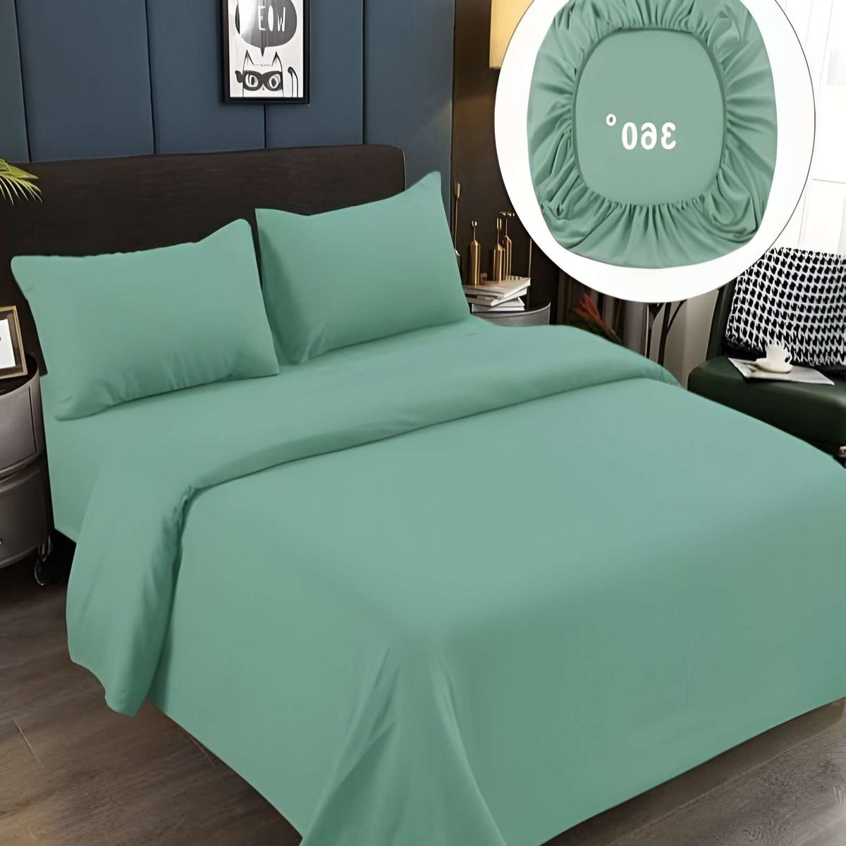 GENERICO - SABANAS DE 500 HILOS SUPER-KING VERDE CLARO