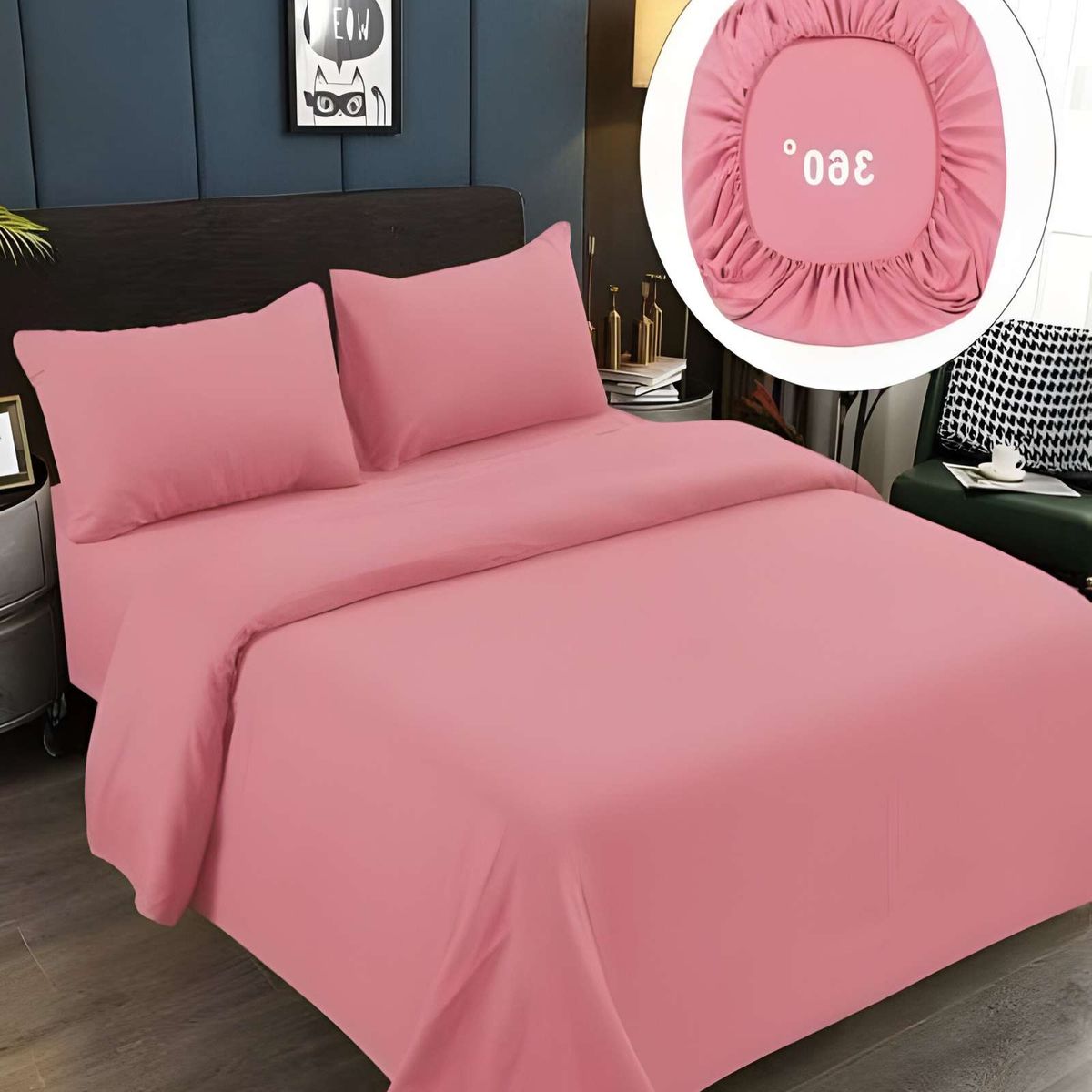 GENERICO - SABANAS DE 500 HILOS SUPER-KING ROSA