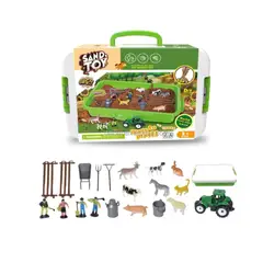 GENERICO - Arena Magica sensorial formato maleta 1.5 kg con figuras Construcción/Granja